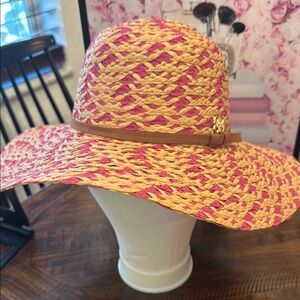 Daisy Fuentes Pink and Tan Sun Hat